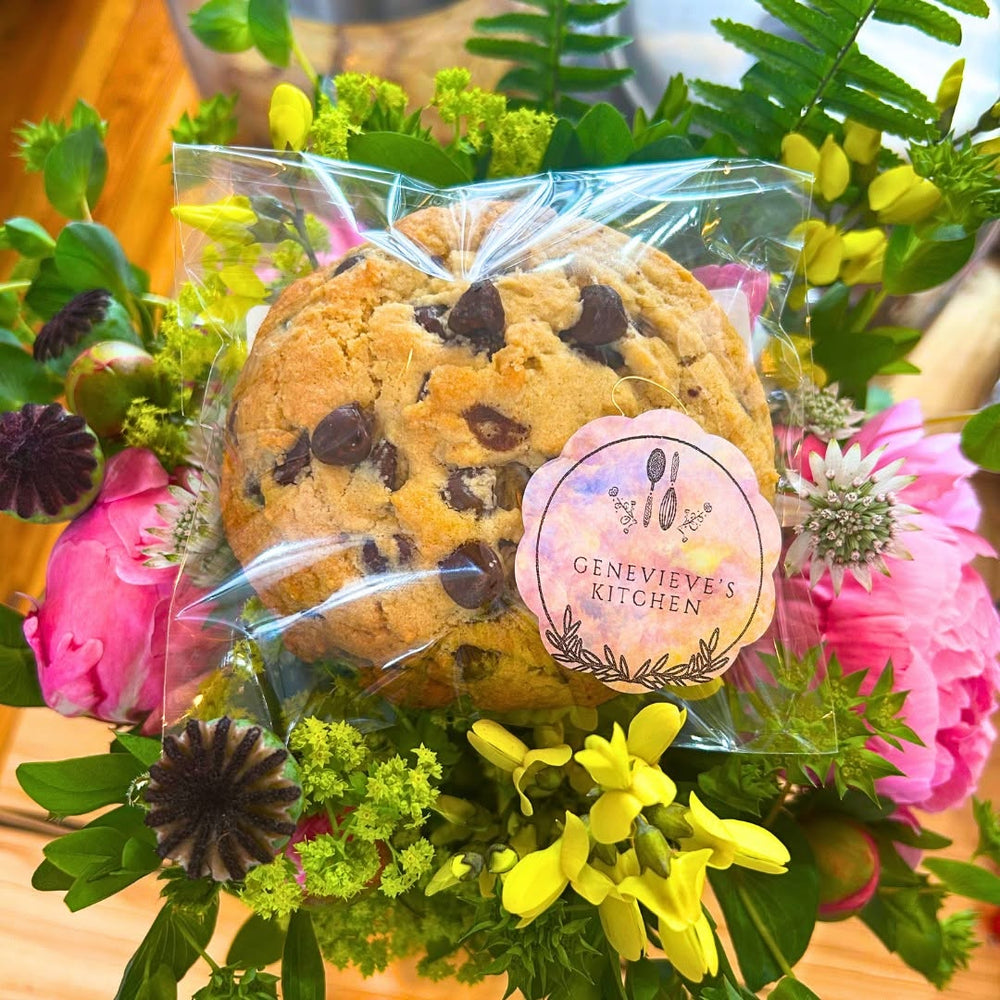 Local flower bouquet and cookie for graduation celebration