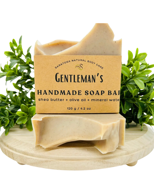 Saratoga Natural Body Care Gentleman's handmade shea butter soap bar in local Father's Day gift basket CLUTCH Market